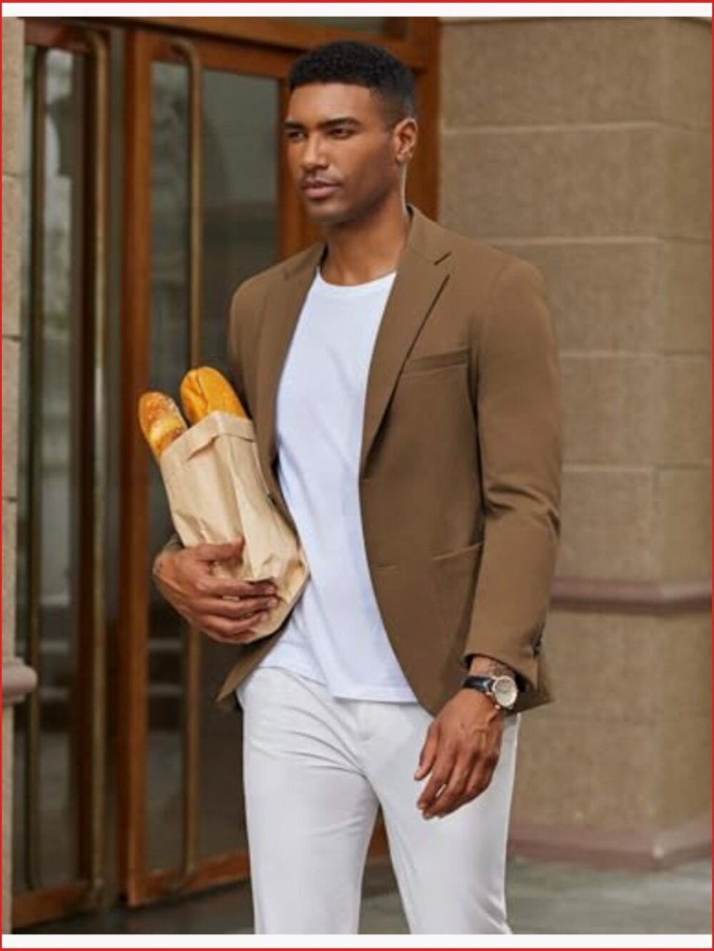 Slim Fit Two Button Knit Sport Coat Blazer with Pockets - Picture 3 of 7